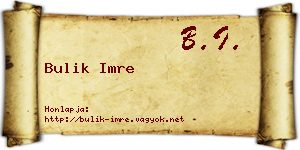 Bulik Imre névjegykártya